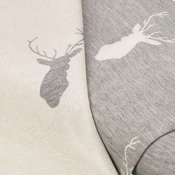 Jacquard "Hirsch", grau/natur