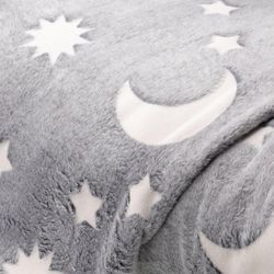 Wellness-Fleece "Glow in the dark – Mond & Sterne", hellgrau/weiß