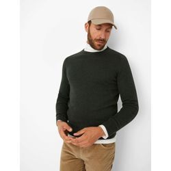 Rundhalspullover BRAX "Style RICK" Gr. XXL (56), grün (olivgrün), Herren, 80% Wolle, 20% Polyamid, Pullover