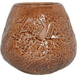 Blumenvase Braun aus Steinzeug 22 cm Modernes Design Wasserdicht Wohnaccessoires Vase Dekovase für Blumen