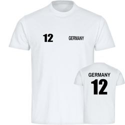 multifanshop Herren T-Shirt - Germany - Trikot Nummer 12 - Druck schwarz - Männer