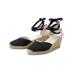 Espadrilles mit Keilabsatz - Schwarz - Gr.: 37