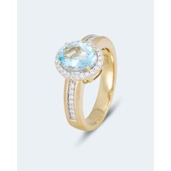 Ring mit Aquamarin in Santa Maria Farbe & Brillanten