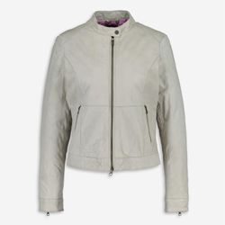 Hellgraue Lederjacke