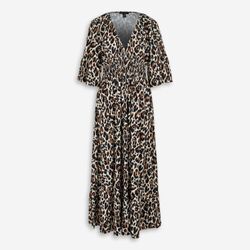 Cremefarbenes Maxikleid mit Leopardenmuster