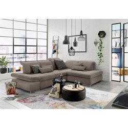 Ecksofa "SO 4100 mit komfortablen Federkern und Kopfteilverstellung", braun (savannah), B:291cm H:80cm T:226cm, SET ONE BY MUSTERRING, Sofas, wahlweise mit Bettfunktion und Sitztiefenverstellung, L-Form