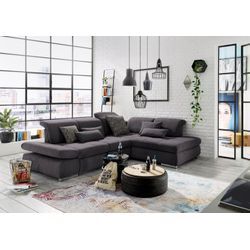 Ecksofa SET ONE BY MUSTERRING "SO 4100 mit komfortablen Federkern und Kopfteilverstellung", grau (fango 16), B:291cm H:80cm T:226cm, Sofas, wahlweise mit Bettfunktion und Sitztiefenverstellung, L-Form