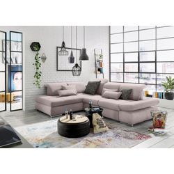 Ecksofa SET ONE BY MUSTERRING "SO 4100 mit komfortablen Federkern und Kopfteilverstellung", grau (steelgrau 38), B:291cm H:80cm T:226cm, Sofas, wahlweise mit Bettfunktion und Sitztiefenverstellung, L-Form