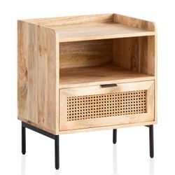 Nachttisch Nachtkommode Boxspringbett Holz Rattan 60 cm Wiener Geflecht