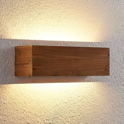 Lindby Benicio Holz-LED-Wandleuchte, eckig, 37 cm