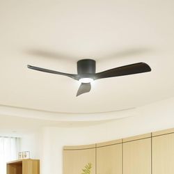 Lucande Smart-LED-Deckenventilator Moneno, schwarz, DC, Tuya