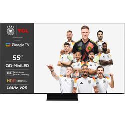 G (A bis G) TCL Mini-LED-Fernseher Fernseher Dolby Vision, Apple TV, Multi-HDR, 144 Hz Gr. 55, schwarz