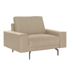 Sessel "CR.450, Designsessel, Loungesessel", beige (beige 534, 20), B:120cm H:85cm T:95cm, NaturLEDER OSKAR (echtes Rindsleder), Flachgewebe VICTORIA (41% Polyacryl 38% Polyester 21% Baumwolle), CREATION BY ROLF BENZ, Sessel, Einzelsessel Loungesessel, Armlehne breit niedrig, Alugussfüße in umbragrau, Breite 120 cm