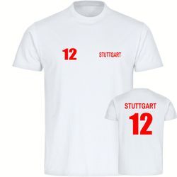 multifanshop Herren T-Shirt - Stuttgart - Trikot Nummer 12 - Druck rot - Männer