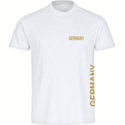 multifanshop Herren T-Shirt - Germany - Brust & Seite Gold - Druck gold metallic - Männer