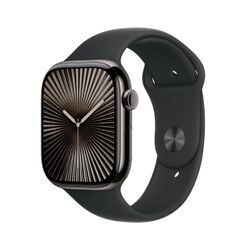 Apple Watch Series 10 Titan Schiefer (GPS + Cellular) 46mm (Sportarmband schwarz) S/M