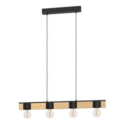 EGLO Hängeleuchte "BAILRIGG", braun (schwarz, braun), B:4,50cm H:110,00cm L:89,50cm Ø:0,00cm, Lampen, Pendelleuchte, Hängeleuchte aus Metall in Schwarz und Holz in Natur