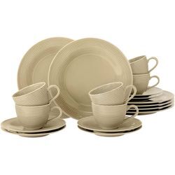 Kaffeeservice SELTMANN WEIDEN "Geschirr-Set, Service Beat", beige (sandbeige), 18 tlg., Porzellan, Porzellan, Geschirr-Sets, wunderschöne Farbglasur, Made in Germany, 18 Teile, für 6 Personen