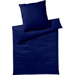 Bettwäsche YES FOR BED "Pure & Simple Uni in Gr. 135x200, 155x220 oder 200x200 cm", blau (marine), B/L: 155cm x 220cm, , Mako-Satin, B/L: 80cm x 80cm, Mako-Satin, Obermaterial: 100% Baumwolle, Bettwäsche, Bettwäsche aus Baumwolle, zeitlose Bettwäsche mit seidigem Glanz