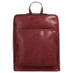 Cityrucksack X-ZONE Gr. B/H/T: 33cm x 28cm x 11cm, rot, Rindsleder, Leder, leicht glänzend, Rucksäcke, echt Leder