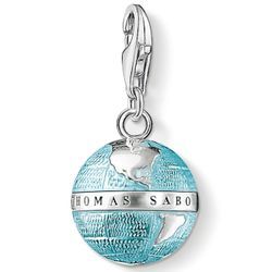 Charm-Einhänger THOMAS SABO "Weltkugel, 0754-007-1", bunt (silberfarben, blau), Charms, Damen, Silber 925 (Sterlingsilber)