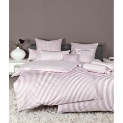 Wendebettwäsche JANINE "modernclassic 3912, 100% Baumwolle", rosa (rose), B/L: 155cm x 220cm, , Mako-Satin, B/L: 80cm x 80cm, Mako-Satin, Obermaterial: 100% Baumwolle, Bettwäsche, mit Reißverschluss, Streifen Design