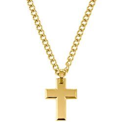 Kette mit Anhänger S.OLIVER "Kreuz, 2036868", gold (gelbgoldfarben), Halsketten Herren, Edelstahl, L: 50cm