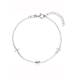 Armband JOBO "Glaube Liebe Hoffnung", silber (silber 925), Armbänder, Damen, Silber 925 (Sterlingsilber), 925 Silber 19 cm