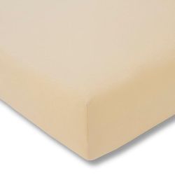 Spannbettlaken ESTELLA "Zwirn-Jersey 6900 aus Baumwolle mit Elasthan, Matratzenhöhe bis 35 cm", beige (natur), B:150cm L:200cm, Jersey-Elasthan, Obermaterial: 97% Baumwolle, 3% Elasthan, Laken, langlebig, temperaturausgleichend, Bettlaken, Spannbetttuch