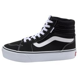 Plateausneaker VANS "Filmore Hi Platform", Gr. 36, schwarz-weiß (schwarz, weiß), Textil, sportlich, Schuhe Schnürboots Skaterschuh Sneakerboots, aus textilem Canvas-Material