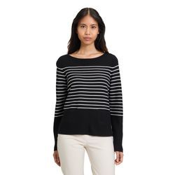 Strickpullover BETTY BARCLAY "Betty Barclay Feinstrickpullover mit Eingrifftaschen" Gr. 36, schwarz-weiß (patch black, cream) Damen Pullover Struktur