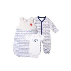 Erstausstattungspaket LILIPUT "Mummy+Daddy=Me" Gr. 62/68, blau (blau, weiß), Baby, 100% Baumwolle, KOB Set-Artikel, mit niedlichem Herzchen-Print