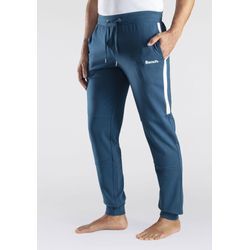 Sweathose BENCH. LOUNGEWEAR, Herren, Gr. 44/46 (S), N-Gr, blau (petrol), Sweatware, Obermaterial: 60% Baumwolle, 40% Polyester, unifarben mit Farbeinsatz, Basic, bequem lang, Hosen, mit Bündchen am Beinabschluss