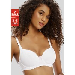 Bügel-BH PETITE FLEUR Gr. 80, Cup D, weiß, Damen, Obermaterial: 95% Baumwolle, 5% Elasthan, BHs Dirndl-BH Bügel-BH BH-Set BH, mit Vichy-Karoschleife