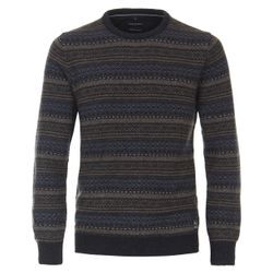 Strickpullover CASAMODA "CASAMODA Pullover gestreift" Gr. L, blau (dunkelblau) Herren, 80% Wolle (Lammwolle), 20% Nylon,