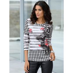 Langarmshirt INSPIRATIONEN "Shirt" Gr. 36, bunt (schwarz, rot, bedruckt) Damen Shirts