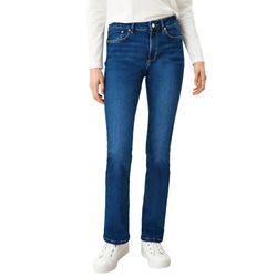 Bootcut-Jeans S.OLIVER "BEVERLY" Gr. 34, Länge 32, blau (dunkelblau stretched32), Damen, Denim/Jeans, Obermaterial: 99% Baumwolle, 1% Elasthan, unifarben, Jeans, in Stretch-Qualität, mit Nieten an den Taschen