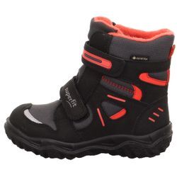 Klettboot SUPERFIT "HUSKY WMS: mittel", Kinder, Gr. 27, schwarz (schwarz, rot), Textil, casual, Schuhe, Snowboots, Winterstiefel mit 2 Klettverschlüssen