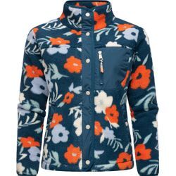 Plüschjacke RAGWEAR "Appopis Print", Damen, Gr. 4XL (48), blau (petrol), Material: 100% Polyester, modisch, figurumspielend hüftbedeckend, hoch geschlossener Ausschnitt, Langarm Ärmel ohne Ärmelschlitz elastischer Bund, Jacken, Auffällige flauschige Übergangsjacke aus Teddyfleece