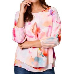 Shirtbluse "HERMANN LANGE Collection Blusenshirt Diana", Damen, Gr. 40, bunt (apricot, pink), 100% Polyester, HERMANN LANGE COLLECTION, Blusen