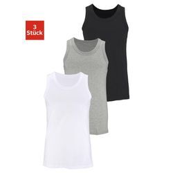 Tanktop H.I.S "Unterhemd für Herren", Herren, Gr. 4/S, schwarz-weiß (grau, meliert, weiß, schwarz), Jersey, Obermaterial: 100% Baumwolle, unifarben, Basic, Rundhals, ohne Ärmel, Tops, mit Rundhals aus Baumwolle