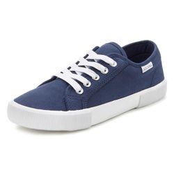 Sneaker LASCANA, Damen, Gr. 35, blau (marine), Obermaterial: 100% Textilmaterial. Futter: 100% Textilmaterial. Decksohle: 100% Textilmaterial. Laufsohle: 100% Synthetik, unifarben, casual, Schuhe, aus Textil, Schnürhalbschuh, Freizeitschuh