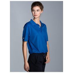 Poloshirt TRIGEMA "TRIGEMA Klassisches Poloshirt COOLMAX", Damen, Gr. L, blau (royal), 100% Polyester (recycelt), sportlich, Kurzarm, Shirts