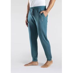 Sweathose BENCH. LOUNGEWEAR, Herren, Gr. 44/46 (S), N-Gr, blau (petrol, meliert), Sweatware, Obermaterial: 60% Baumwolle, 40% Polyester, unifarben, Basic, relaxed fit lang, Hosen, Jogginghose mit Kordel, aus Baumwoll-Mix