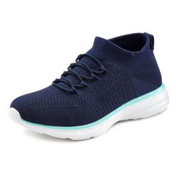 Sneaker LASCANA, Damen, Gr. 36, blau (marine), Obermaterial: 100% Textilmaterial. Futter: 100% Textilmaterial. Decksohle: 100% Textilmaterial. Laufsohle: 100% Synthetik, unifarben, sportlich, Schuhe, Slipper, Halbschuh, ultraleicht und bequem zum Reinschlüpfen VEGAN