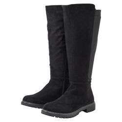 Weitschaftstiefel SHEEGO "Große Größen", Damen, Gr. 38, XXL-Schaft, schwarz, Obermaterial: 100% Polyester, klassisch, Schuhe, mit Stretcheinsatz, in Wildleder-Optik