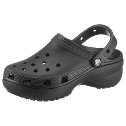 Clog CROCS "Classic Platform Clog W", Damen, Gr. 37, schwarz, Croslite, unifarben, modisch, Schuhe, Plateau, Sommerschuh, Schlappen, Hausschuh, trendige Plateausohle