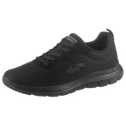 Sneaker SKECHERS "FLEX APPEAL 4.0 BRILLINAT VIEW", Damen, Gr. 38, schwarz, Textil, Lederimitat, sportlich, Schuhe, mit Air Cooled Memory Foam, Freizeitschuh, Halbschuh, Schnürschuh