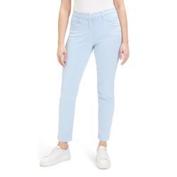 Stoffhose BETTY BARCLAY "Betty Barclay Casual-Hose Slim Fit", Damen, Gr. 34, Normalgrößen, blau (placid blau), Obermaterial: 64% Baumwolle, 33% Polyester, 3% Elasthan., casual, slim fit 7/8-Länge, Hosen, Passenabtrennung