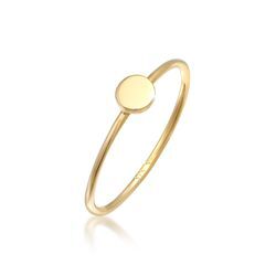 Fingerring ELLI PREMIUM "Plättchen Runde Form Statement 375 Gelbgold" Gr. 54, gold, Fingerringe, Damen, 54mm, ohne Stein, Gelbgold 375, 1mm